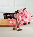 Pink Roses with Godiva � Gold Ballotin